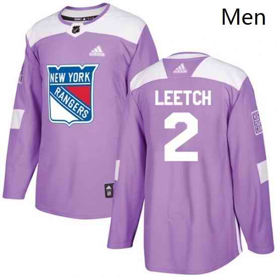 Mens Adidas New York Rangers 2 Brian Leetch Authentic Purple Fights Cancer Practice NHL Jersey